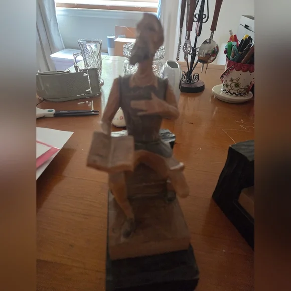 Vintage Hand Carved Wooden Don Quixote & Sancho Panza Bookends